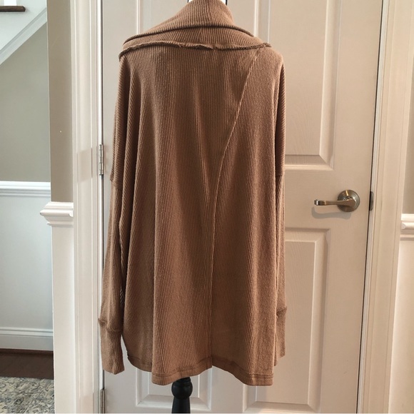 Free People Juicy Ribbed Cowl Neck Long Sleeve Top Vintage Bronze Medium - Picture 10 of 16
